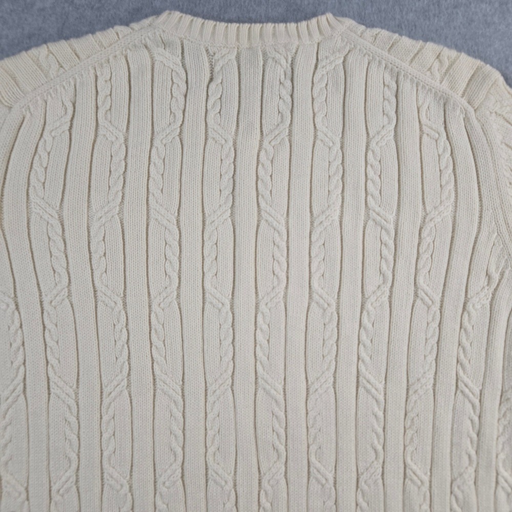 Jones New York Country Cream Cable Knit Short Sleeve Cotton Sweater Large - Picture 11 of 14